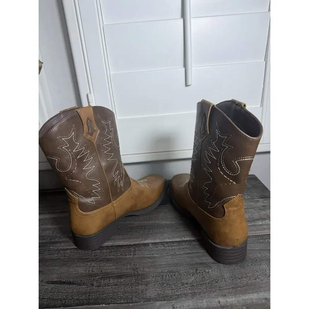 Wonder‎ Nation Boys Boots Size 4 Big Kid Cowboy Boots Western Rodeo Embroidered